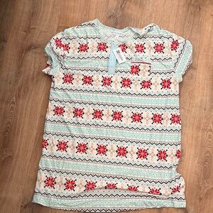NWT LulaRoe Dream Collection Short Sleeve Night Shirt - Fair Isle - Size Large